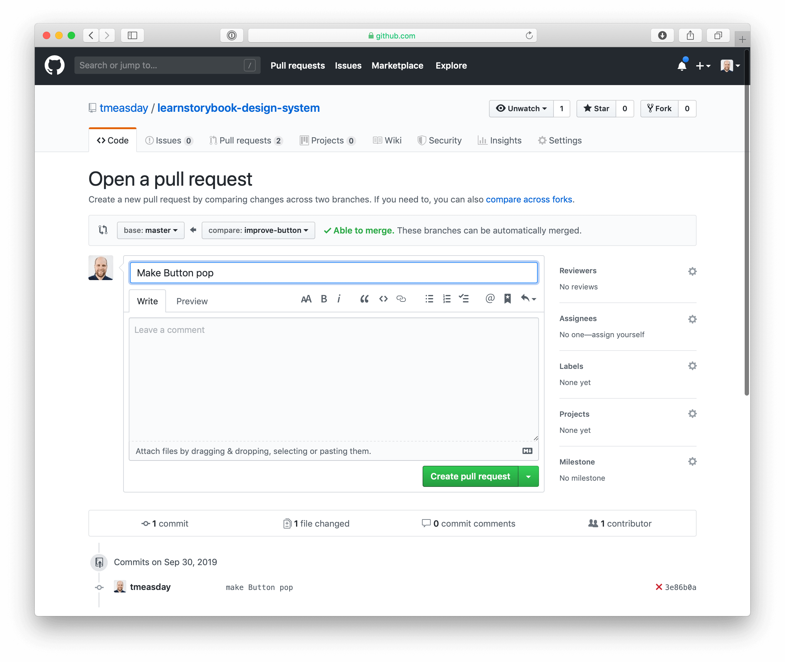 Creating a PR in GitHub