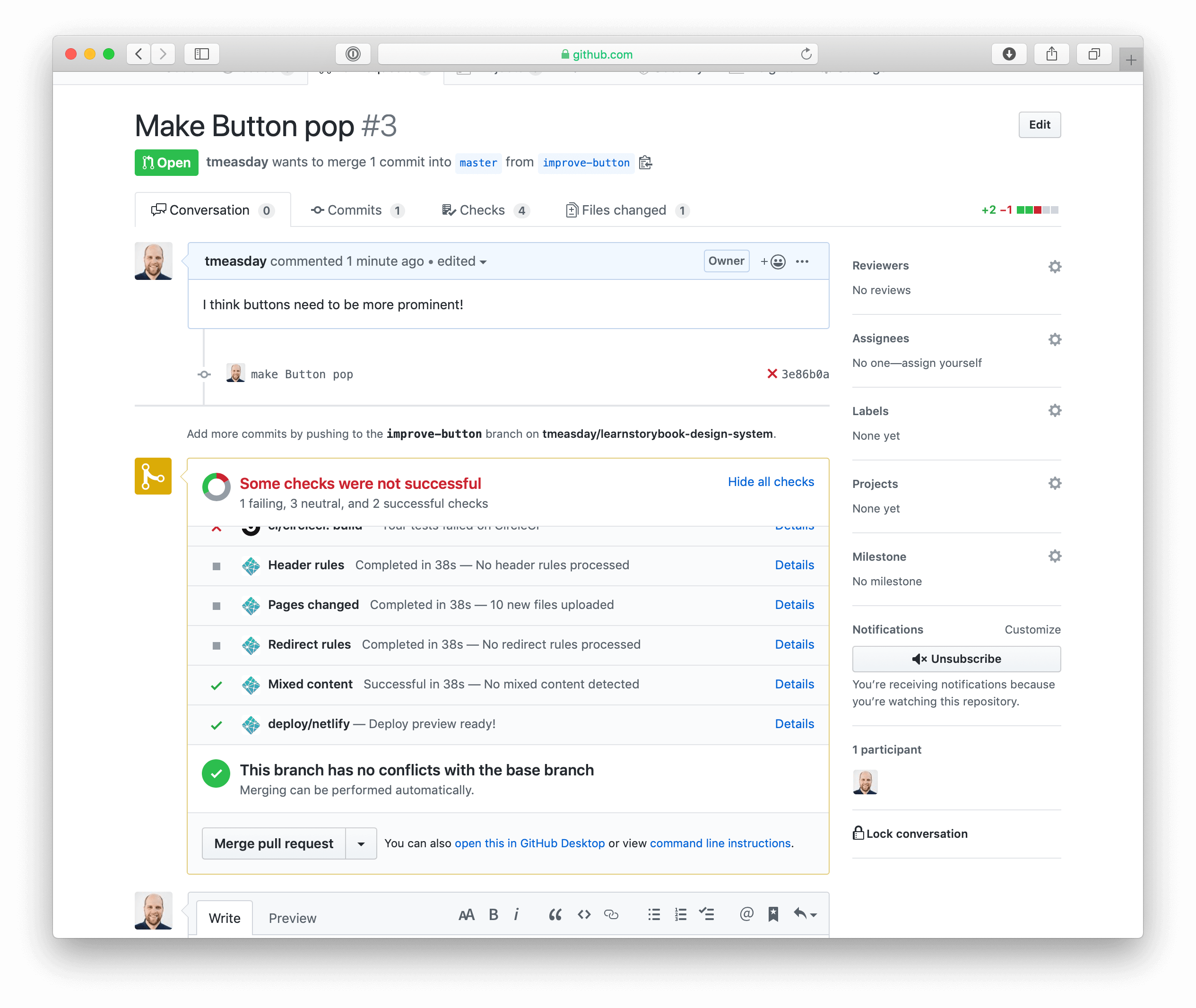 Created a PR in GitHub